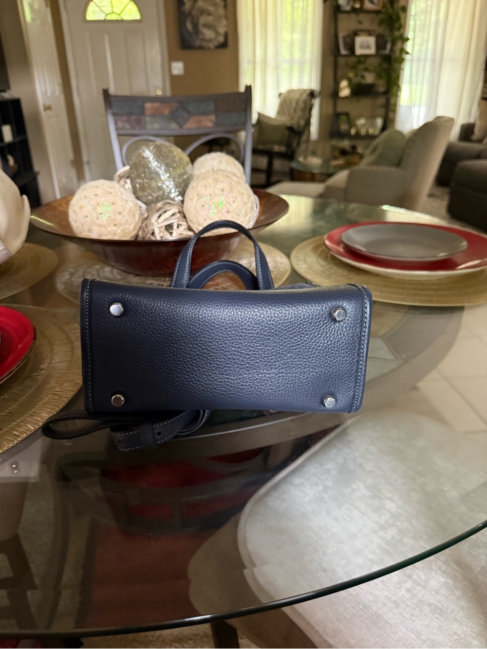 Coach Navy Blue and Cream Signature Canvas Tote - Picture 4 of 4